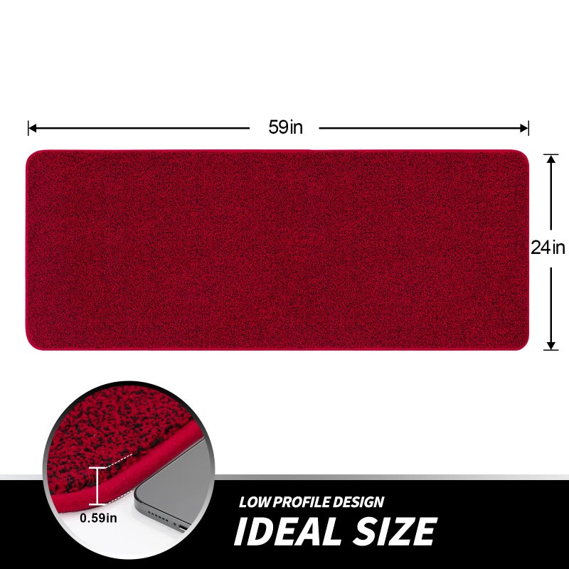 LINLA Indoor Doormat-Super Absorbs Mud Mat, Washable & Non-Slip Clean Door Mat for Outdoor Front Door Inside Dirt Trapper Mats Shoes Scraper, 24x59 Inches Black Red - Image 2